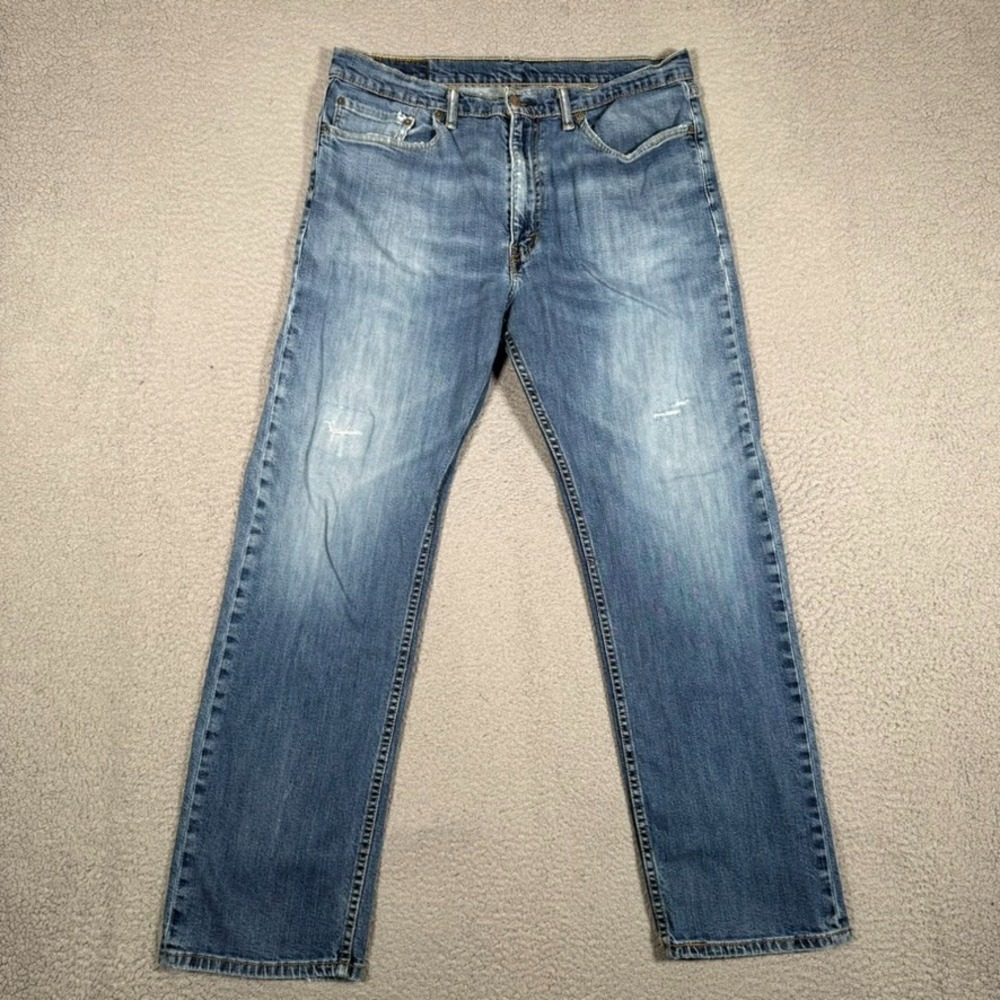 Levis Jeans Mens 34x30 Blue 505 Straight Fit Denim Casual Logo Preppy 5 Pocket